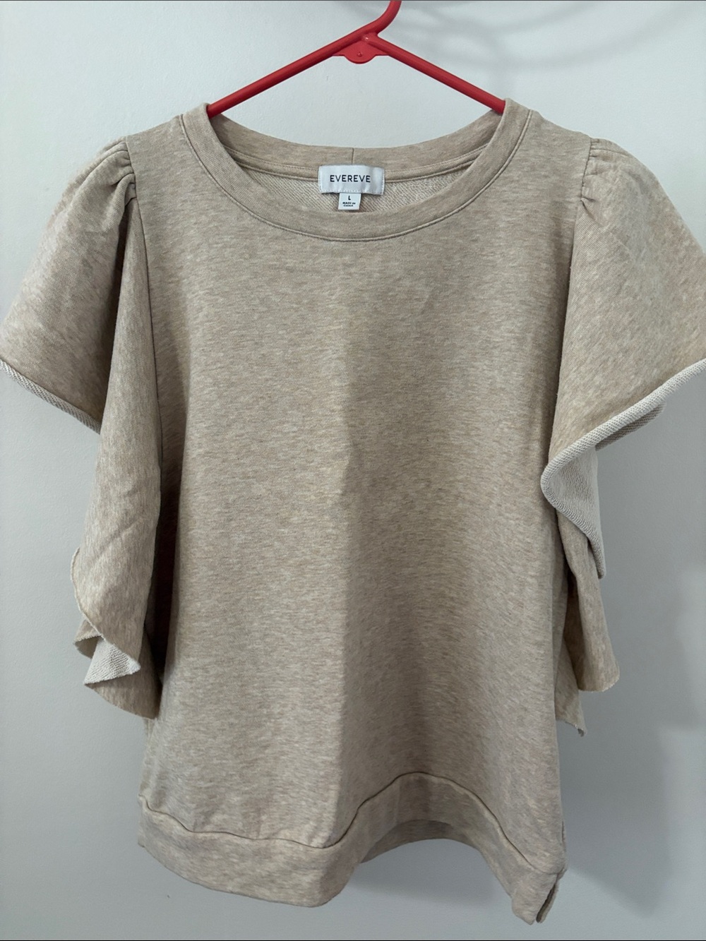 Evereve Neutral Puff-Sleeve Sweatshirt Top
